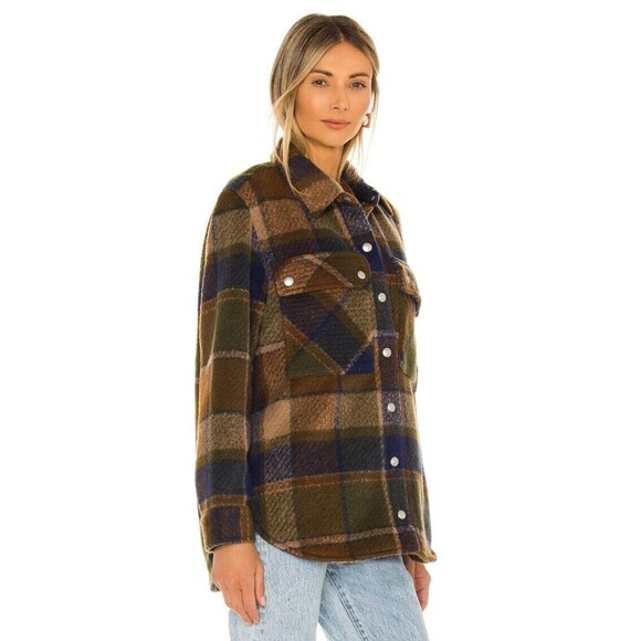 BlankNYC Hit The Trail Shacket Flannel Brown Green Navy XS Cabin Outdoor Prairie - Picture 2 of 13